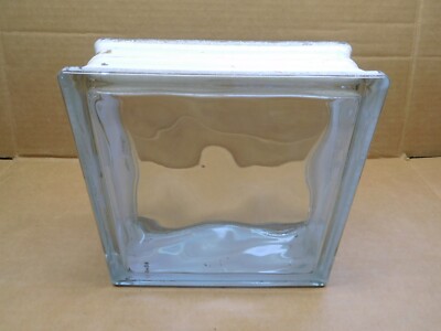 (1) Architectural Clear Glass Block Wavy Square Brick  7-1/2'' x 7-1/2'' x 3''