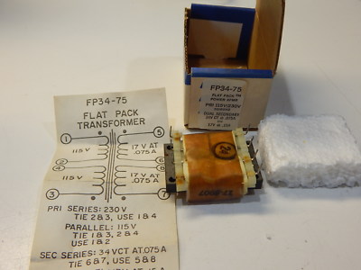MAGNETEK FP34-75 PRI 115V/230V DUAL SECONDARY 34VCT @0.075A OR 17V @ 0.15A