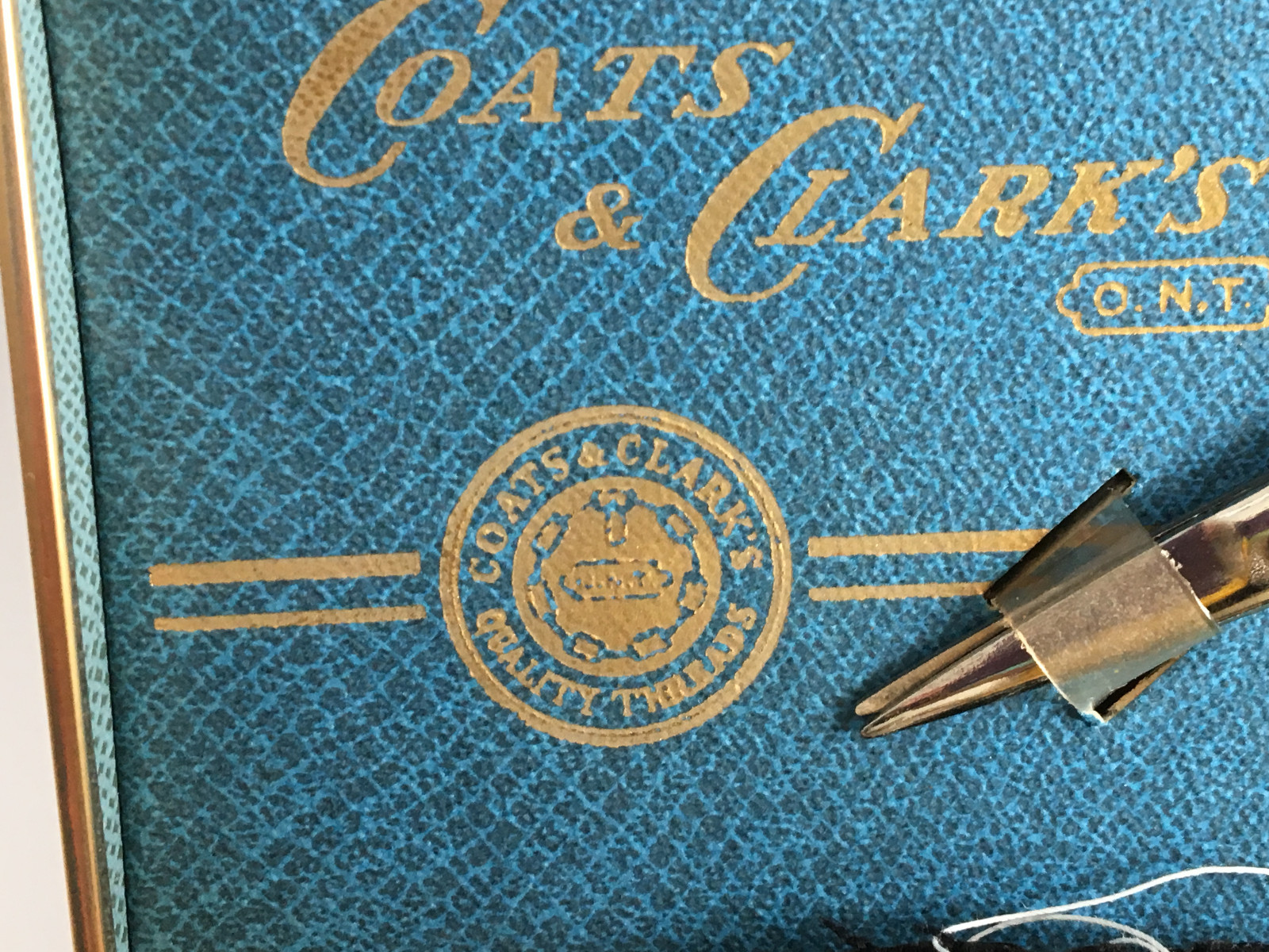 Vintage Coats and Clark Travel Sewing Kit Green Hard Case Wood Spools