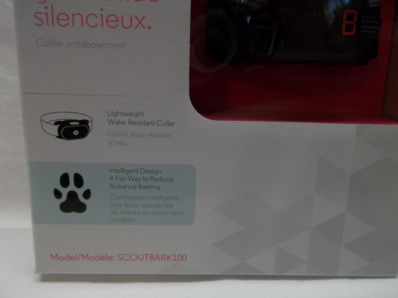 Motorola Dog No-Bark Collar SCOUTBARK100 with 9 static correction levels NIB