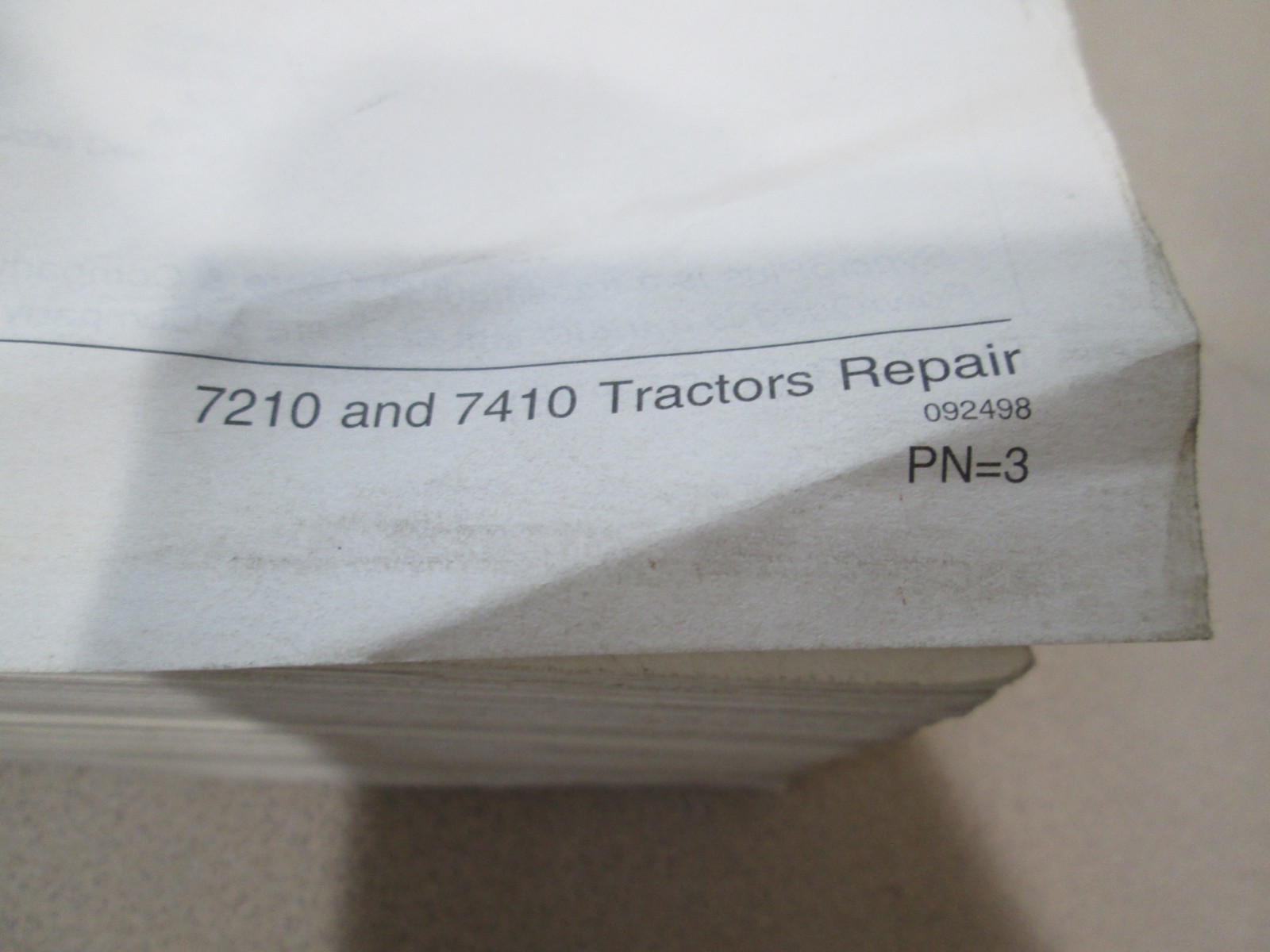 JOHN DEERE Technical Manual, 7210 & 7410 Tractors Repair TM1653 No Cover/binder