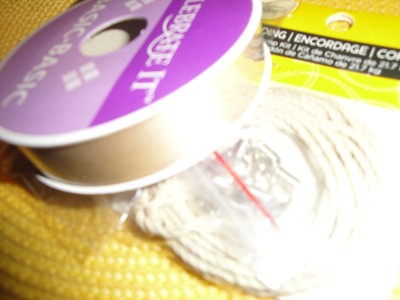 (1710) Hemp cord + findings + ribbon + Metal rimmed tags = a neato necklace!!!!!