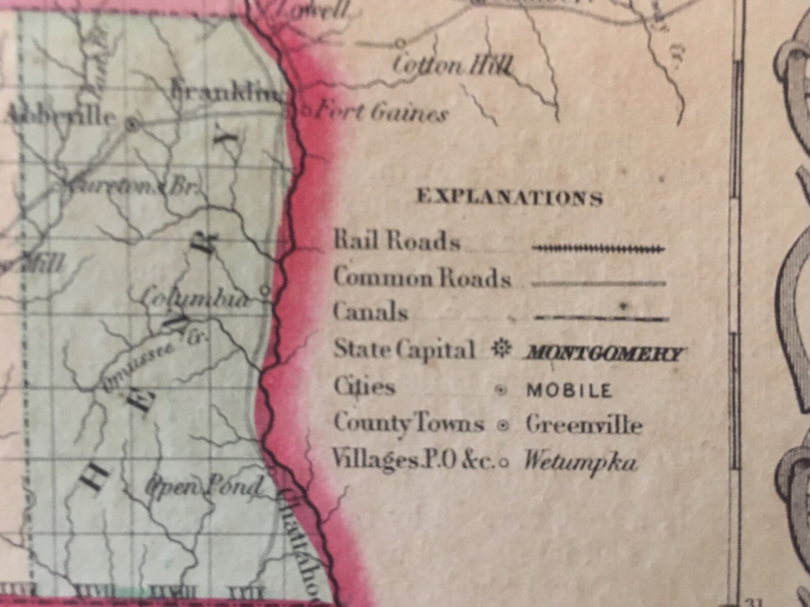 J.H. Colton’s 1859 Atlas Map of Alabama