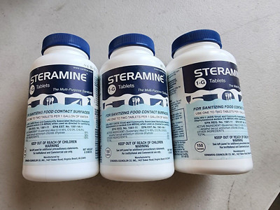 Steramine 1-G Tablets Multi-Purpose Sanitizer (150 tablets) 3 Pack