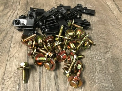 Ford Mercury Lincoln Fender Bolts w// Long /"U/" Nuts 1//4-20 x 15//16/" Black