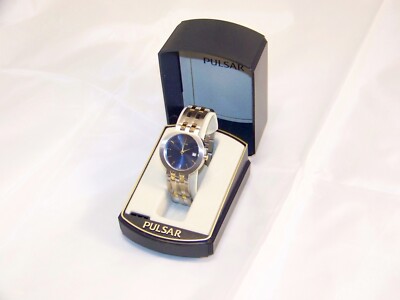 Pulsar Mens two tone stainless steel and gold tone watch
