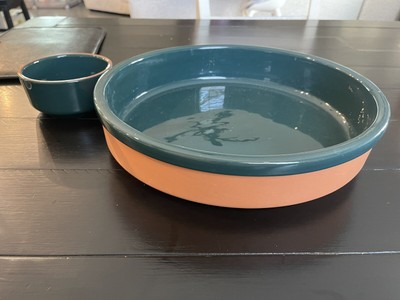 Harry & David Portugal Terra-cotta 13'' Serving & 5  Salsa Bowl Tableware Green