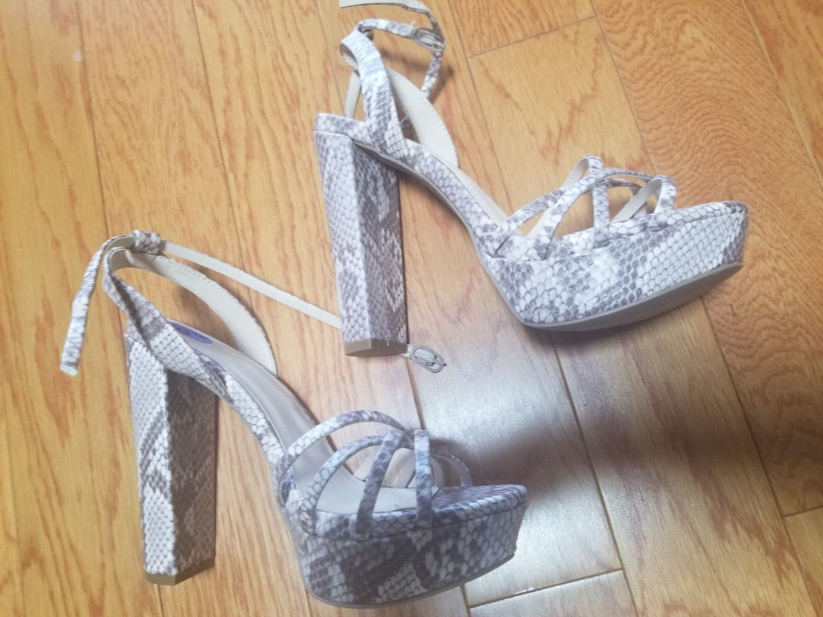 QUPID PALE MAUVE FAUX SNAKESKIN PLATFORM SANDALS ULTRA HIGH SIZE 6.5 | eBay
