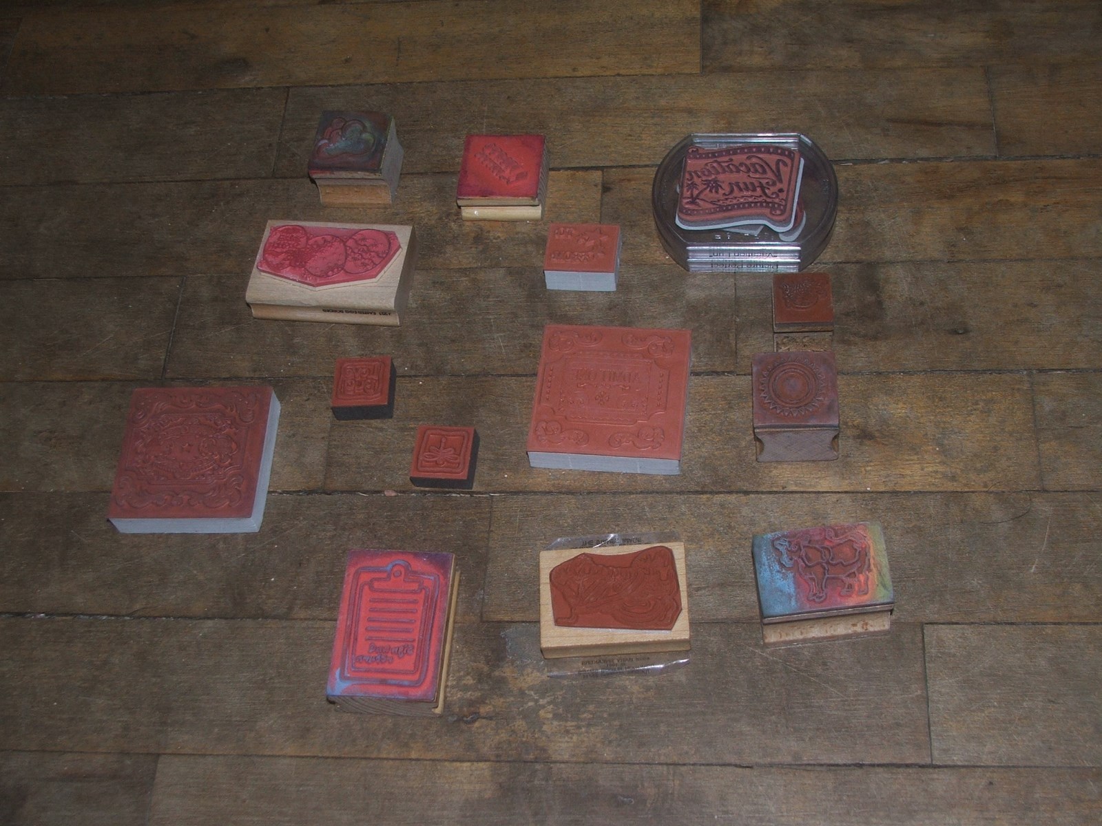 Wood Plastic Rubber Stamps lot Cow Shoes Vacation Fun Admit One Happy Easter