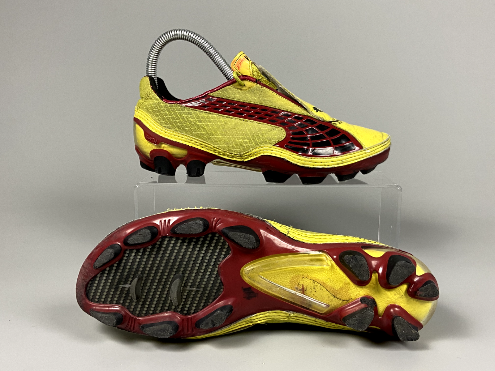Puma V1.10 I FG US 5 Yellow Red vintage soccer cleats