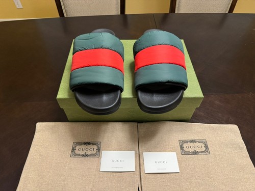 Pre-owned Gucci Logo Colors Padded Slide Sandals Size 38 / Us 8 In Multicolor