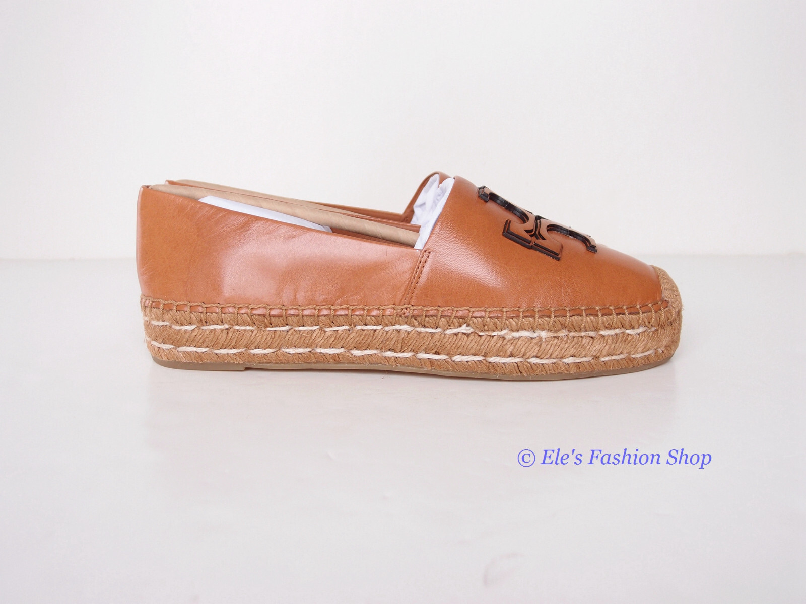 Pre-owned Tory Burch Ines Platform Leather Espadrille Tan Us 7 7.5 8 8.5 9 9.5 10.5 In Brown