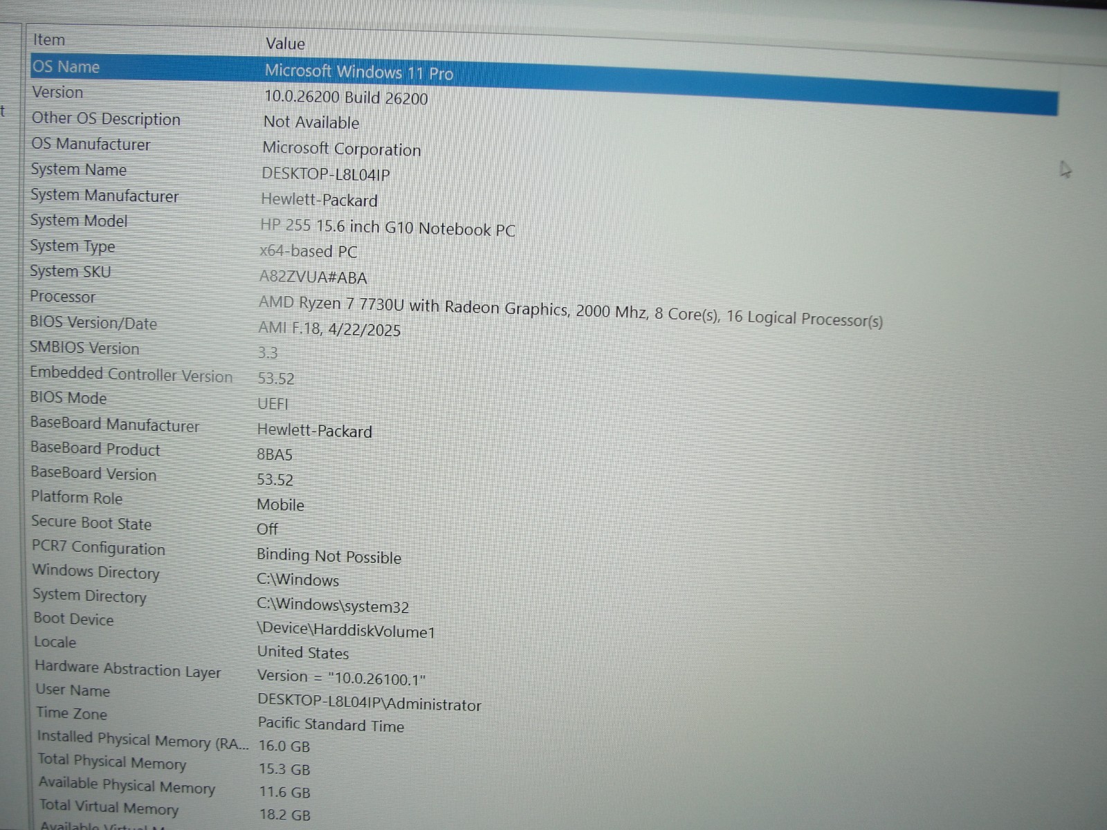HP 255 G10 15.6" FHD Ryzen 7 7730U 16GB RAM 512GB SSD Win 11 Pro - Thumbnail 2