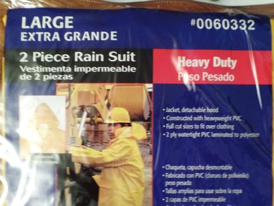 New Heavy Duty PVC Rain Jacket & Detachable Hood #0060332 Size Large