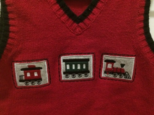 Boys Christmas Vest Good Lad Sweater 18 Months Red Knit Train Holiday