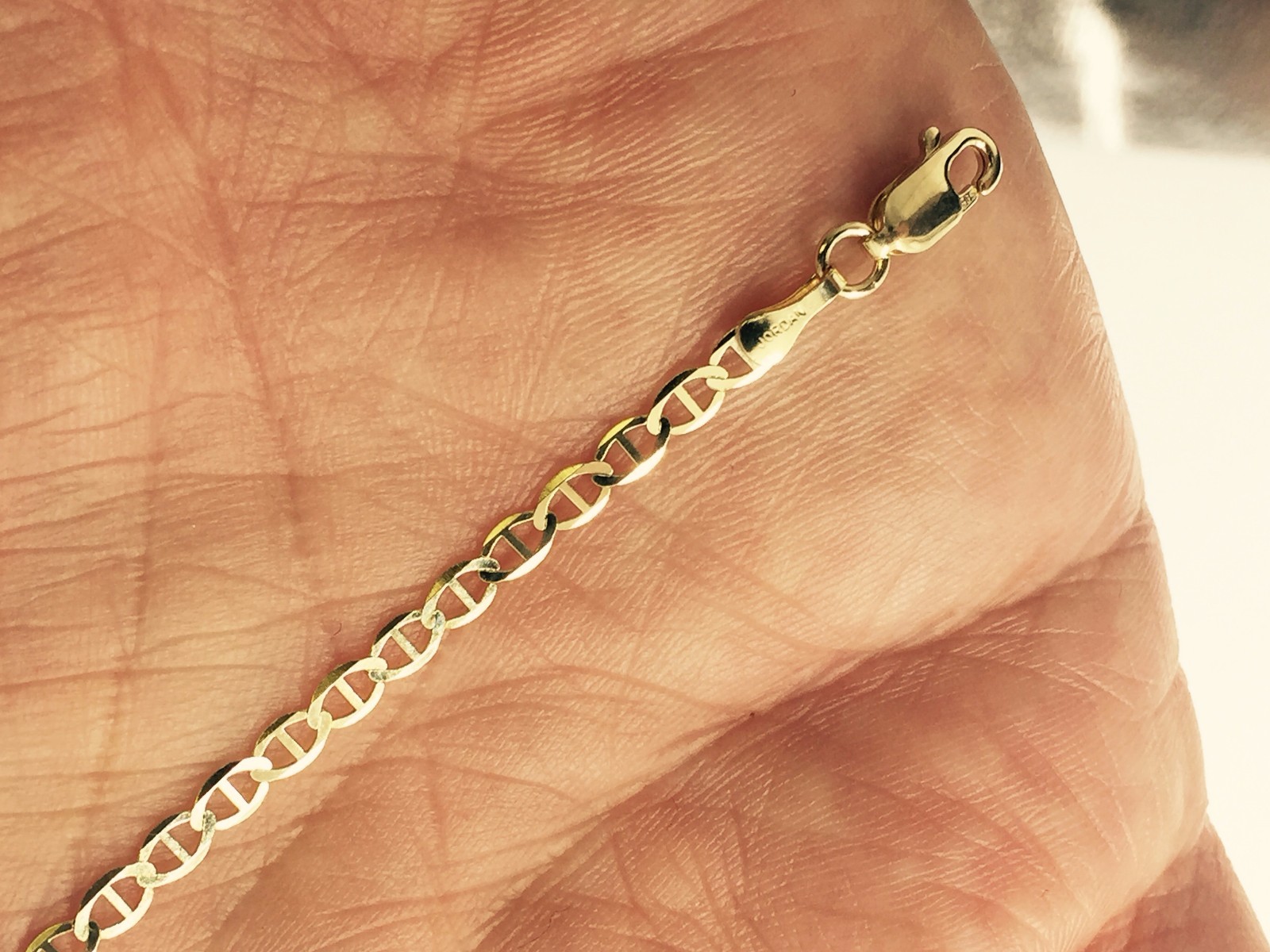 Pre-owned R C I 10kt Solid Yellow Gold Anchor Mariner Link Chain/necklace 3.2 Mm 22" 4 Grams In No Stone
