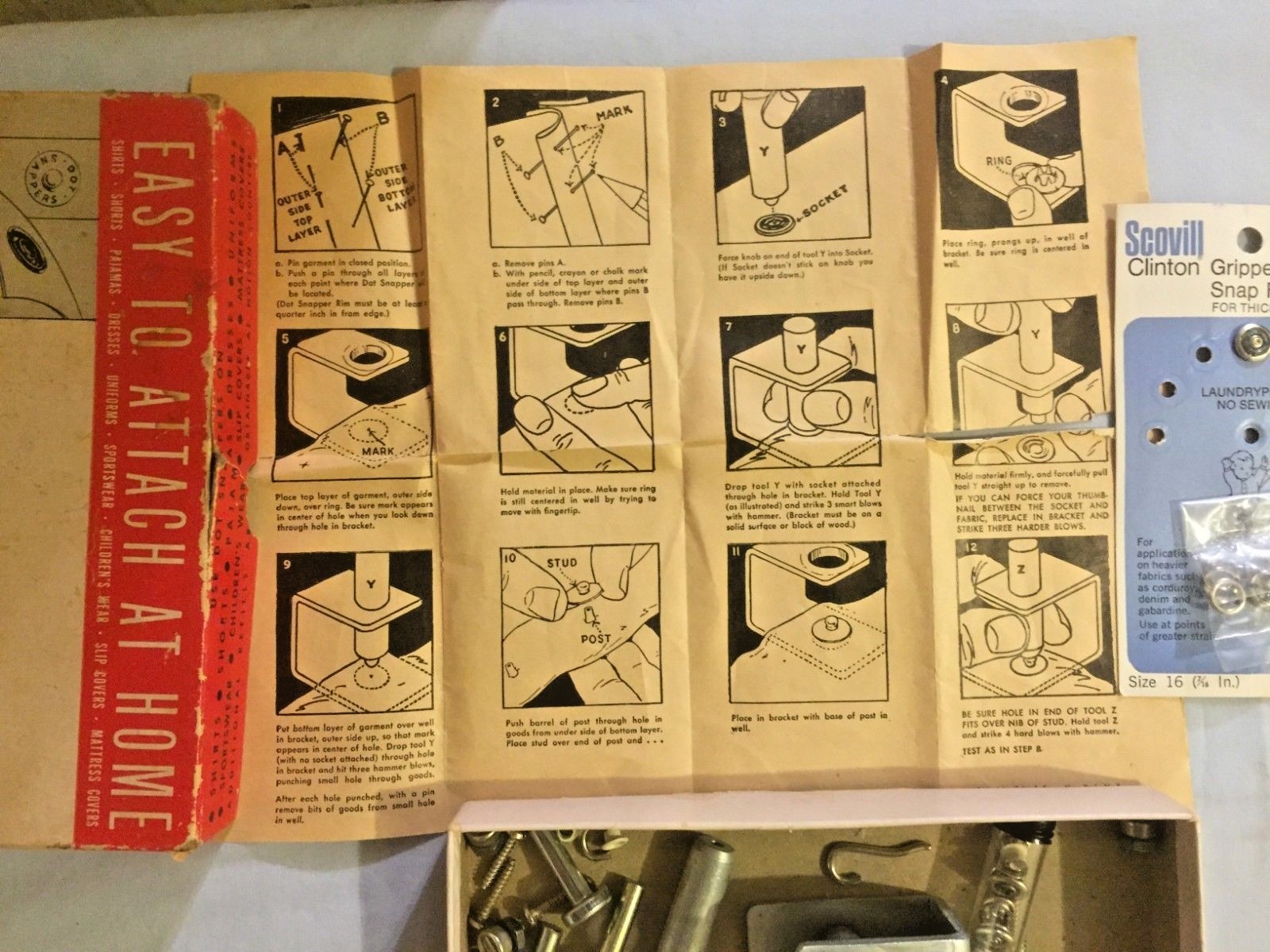 Vintage Dot Snapper Kit w/ Snaps Fasteners Grippers, ETC - LOOK!