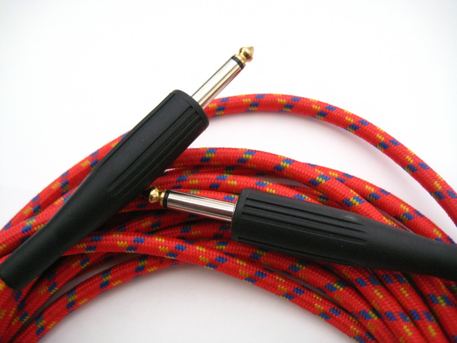 2  20' ft FOOT GUITAR INSTRUMENT CABLES PATCH CORDS RED/mix