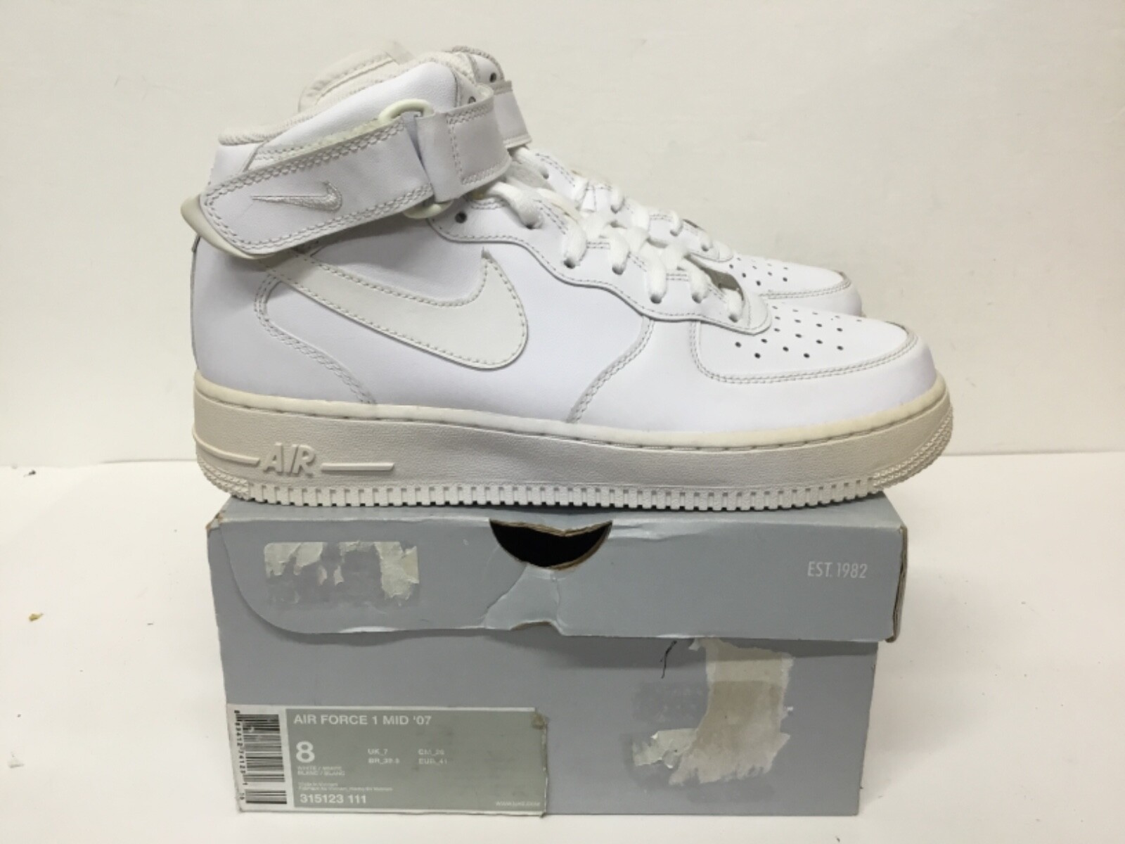 Nike Air Force 1 MID '07 Mens sneaker #315123 111 sz 8 White