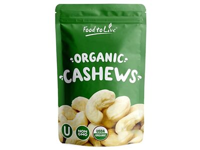 Organic Whole Large Cashews,W240 - Non-GMO, Kosher, Raw, Vegan - by Food To Live