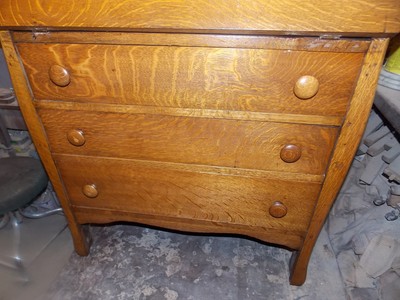 Solid Quartersawn Oak Carved Dropfront Desk