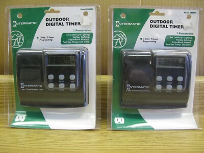 Pair Of New Intermatic HB88RC Outdoor 7 Day/7 Event Programmable Digital Timers
