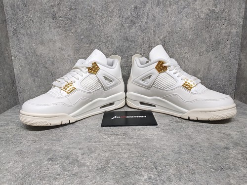 Pre-owned Jordan Level Ss/new - Air  4 "metallic Gold" Vintage Basketball Shoes Aq9129-170 In White