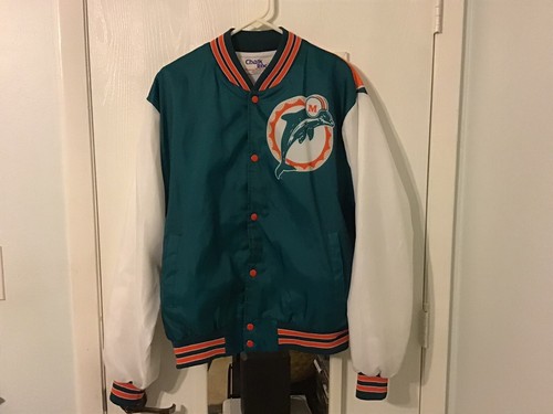 MIAMI DOLPHINS FANIMATION CHALK LINE SATIN JACKET XL VINTAGE