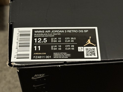 Pre-owned Jordan Size 12.5w 11m -  3 A Ma Maniere While You Were Sleeping Mens Nike In Hand In Black