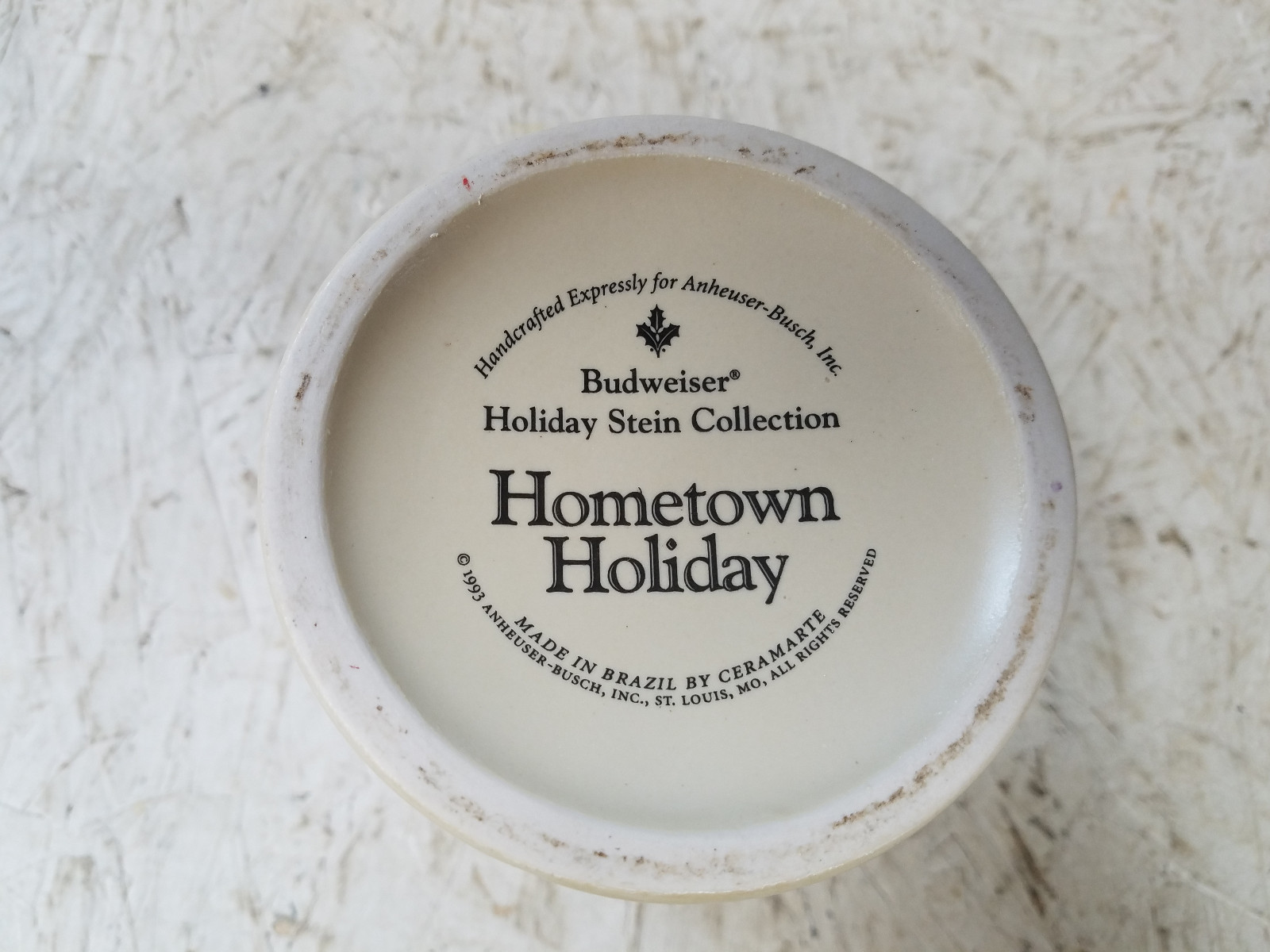 Budweiser Anheiuser Busch 1993 Clydesdale Hometown Holiday Beer Stein