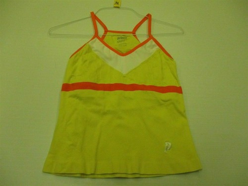 PRINCE Women's Size M 8 Athletic Intern Top Stretch Nylon Yellow Tank Top TY2837