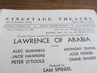 Chicago Playbill Stagebill Lawrence of Arabia 1963