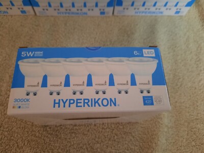Hyperikon SGU10-30N LED 85-265v 5W, GU10 Bi-Pin Base Spotlight Bulb, 3000K  6pk