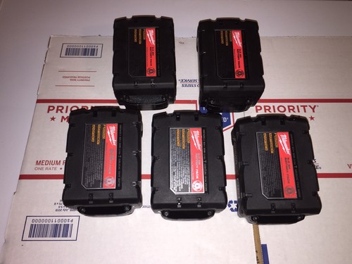 (5) AUTHENTIC MILWAUKEE M18 RED LITHIUM XC 5.0 BATTERIES 48-11-1850