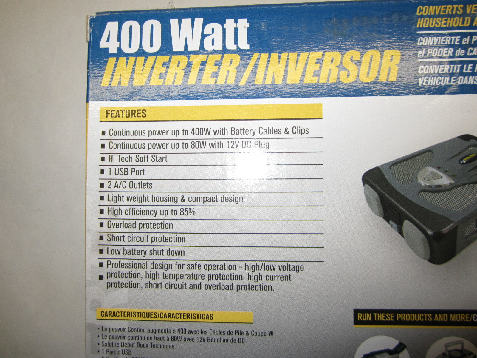 NIB VOLTEC 400 WATT POWER INVERTER - 12 volt DC to 110 volt AC - Model 10-00477