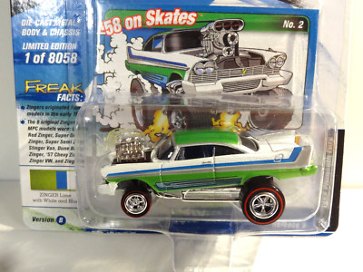 JOHNNY LIGHTNING STREET FREAKS ZINGERS METALLIC LIME GREEN - 1958 PLYMOUTH FURY