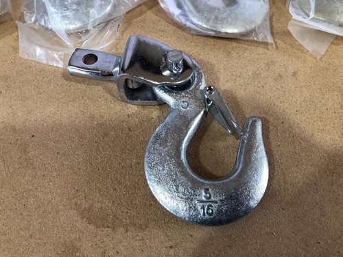 10 Forged Steel 5/16” Industrial Hooks w/Spring Safety Latch and Swivel Adapter!