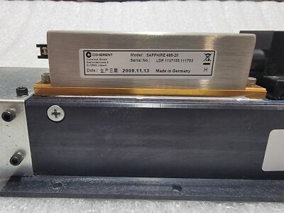Coherent Sapphire 488-20 Continuous Wave Laser 488nm 20mW w/Fiber Cable+Heatsink