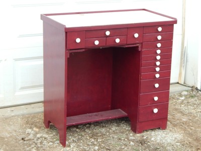 Vintage Antique 16 Drawer Watchmakers Work Bench desk Nice and Clean!