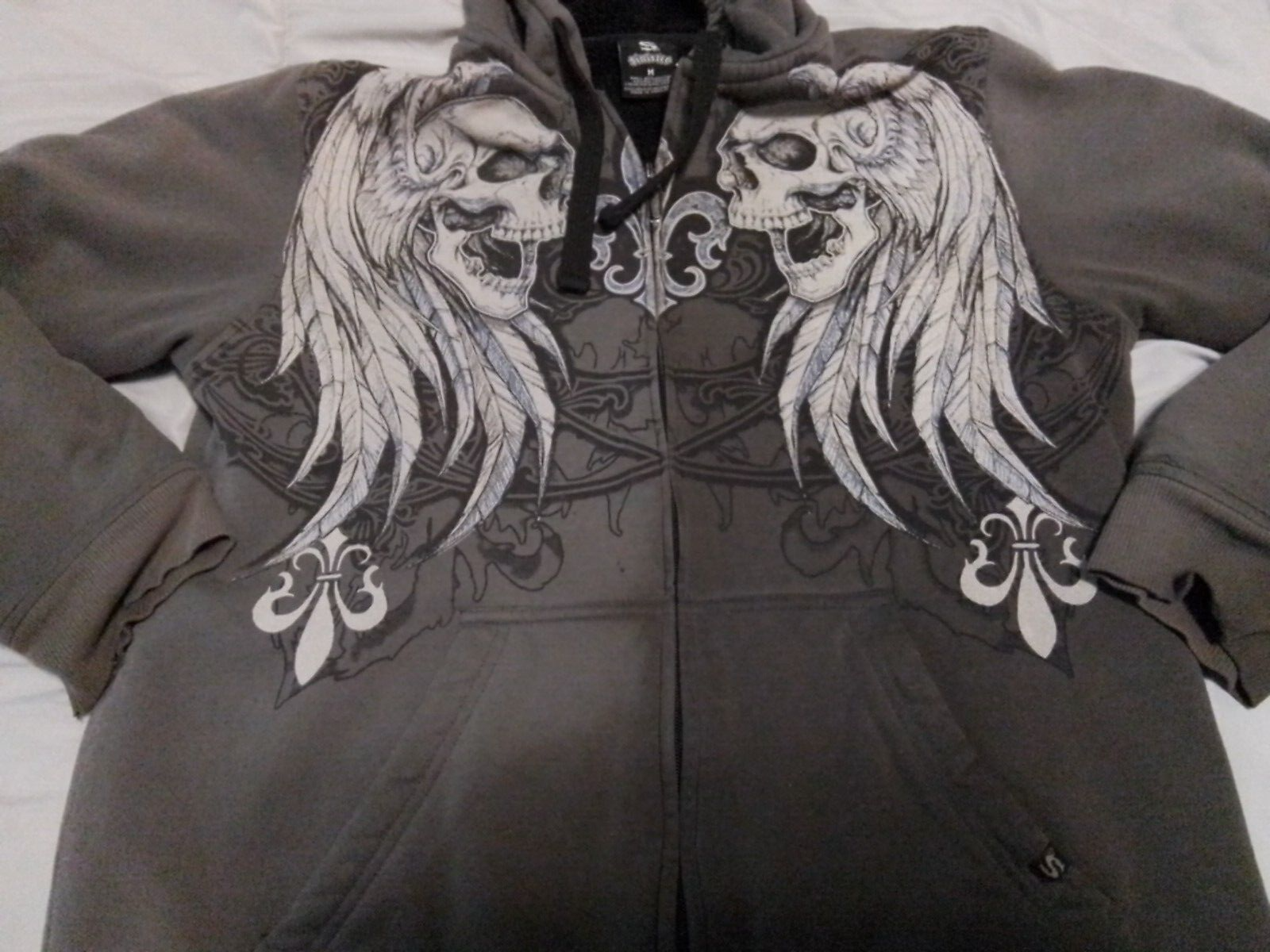 Vtg Sinister Hoodie Sweatshirt Mens Medium Full Zip Jacket