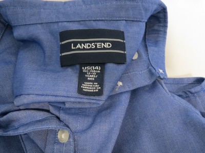Lands End Bright Blue Button Up Shirt - Blue - Size 14 - EUC - Washed never worn