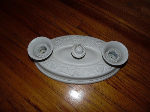 Antique Art Deco Victorian Metal Flush Mount Ceiling Light Fixture Brass