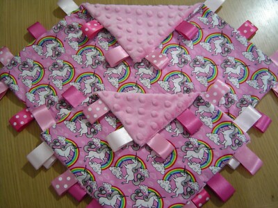 Unicorn Taggy Blanket, 2 sizes, Personalisation available