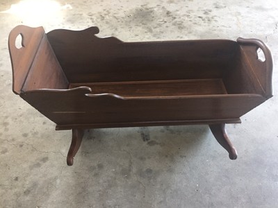 primitive antique wooden baby cradle