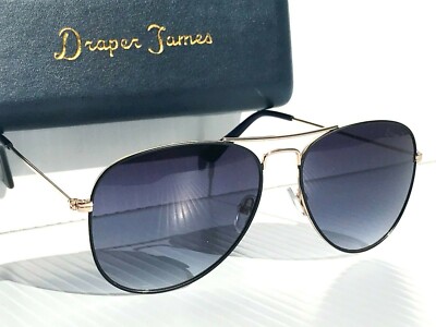 NEW Draper James LYNN Gold 58mm Avaitor w Blue Gold Womens Sunglass SU 0013 05