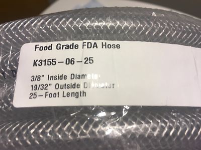 2 ROLLS Kuri Tec  CLEARBRAID  K3155 Series 3/8''+ 3/16'' x 25' PVC Hose Food Grade