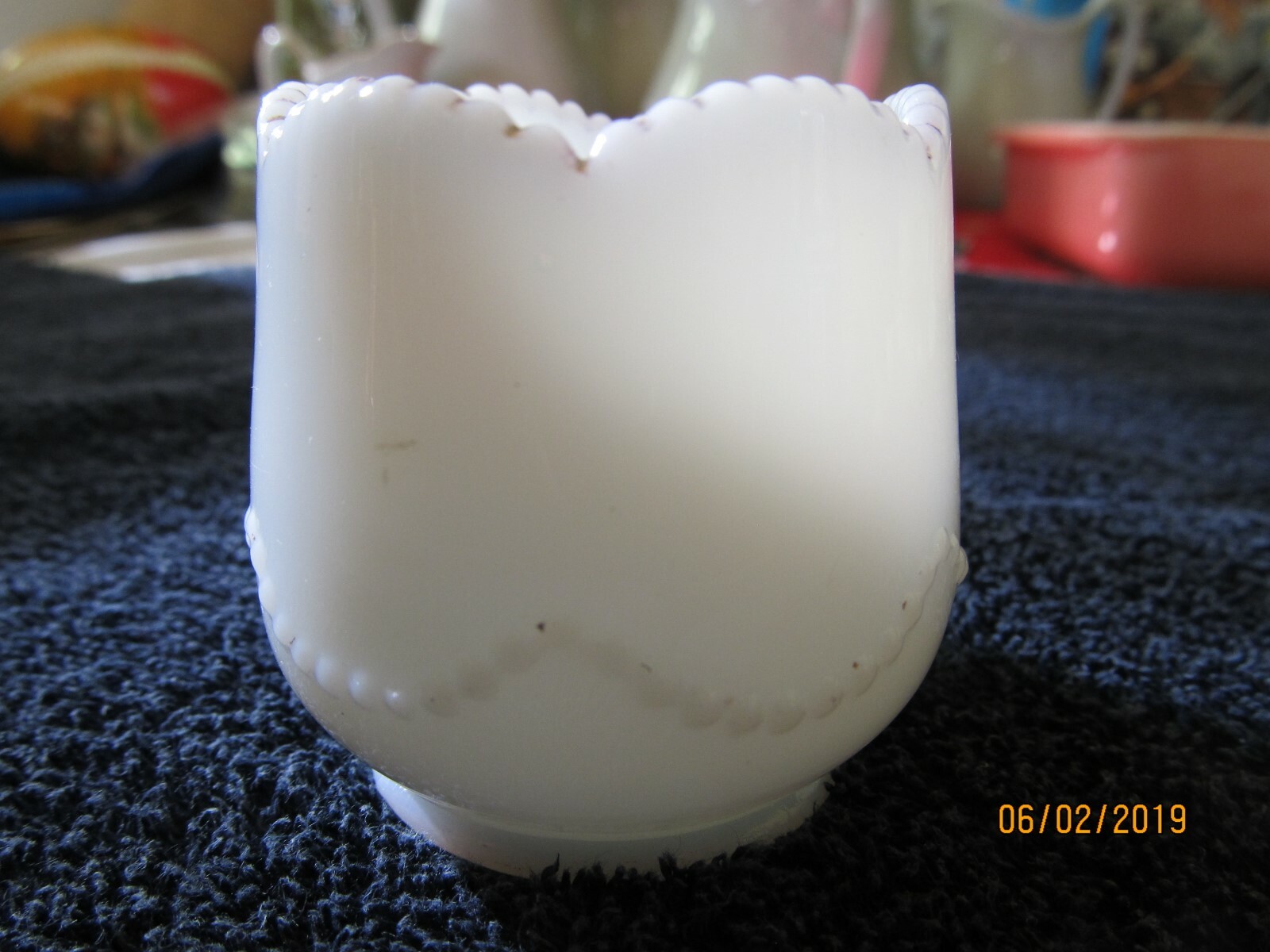 Vintage Milk Glass Souvenir Toothpick Delphos O. 1902