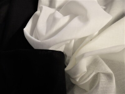 STASH BUILDER~COTTON VOILES~BASICS~BLACK/WT/IVORY~1/2 YARD TOTAL~DOLL FABRIC