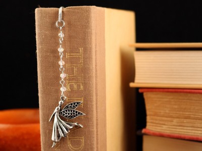 Scrolled Bookmark Dancing Fairy in Starlight Tibetan Silver with Swarovski Beads