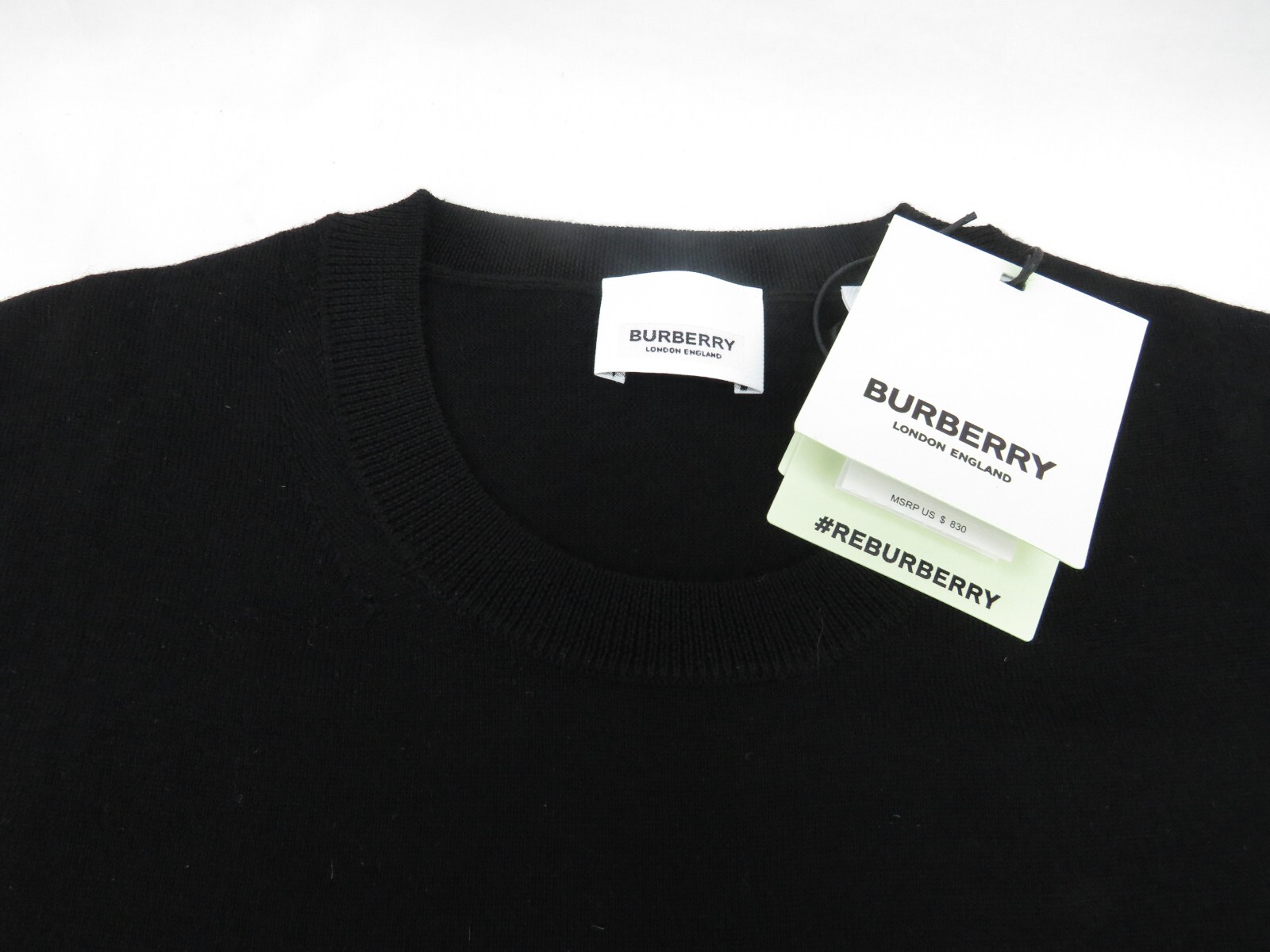 Pre-owned Burberry $830  Bempton Black Merino Wool Elbow Check Patches Pullover Sweater S